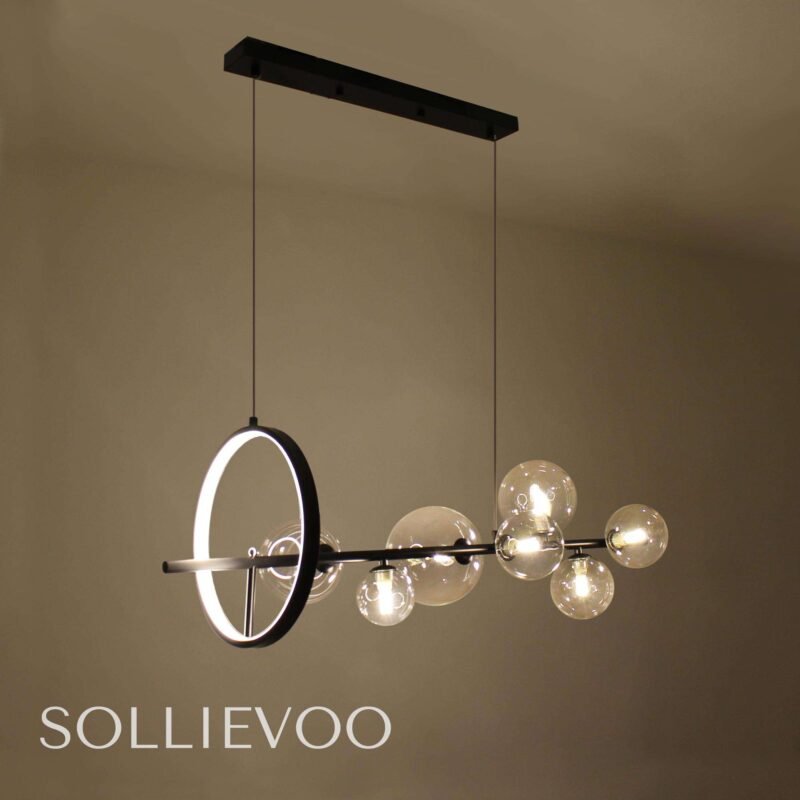 Hanglamp Zwart Glas 90cm Mico 2DE KANS ARTIKEL!