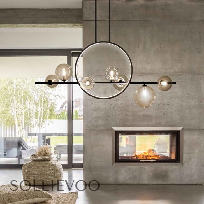 Hanglamp Zwart Glas 100cm Aimee - Afbeelding 3