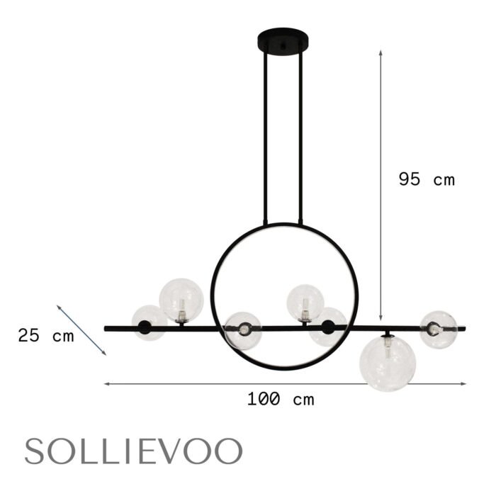 Hanglamp Zwart Glas 100cm Aimee - Afbeelding 6