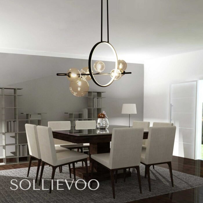 Hanglamp Zwart Glas 100cm Aimee