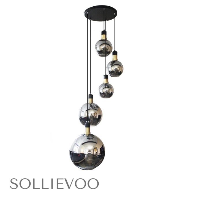 Hanglamp Goud Zwart Rookglas Shine - Afbeelding 6