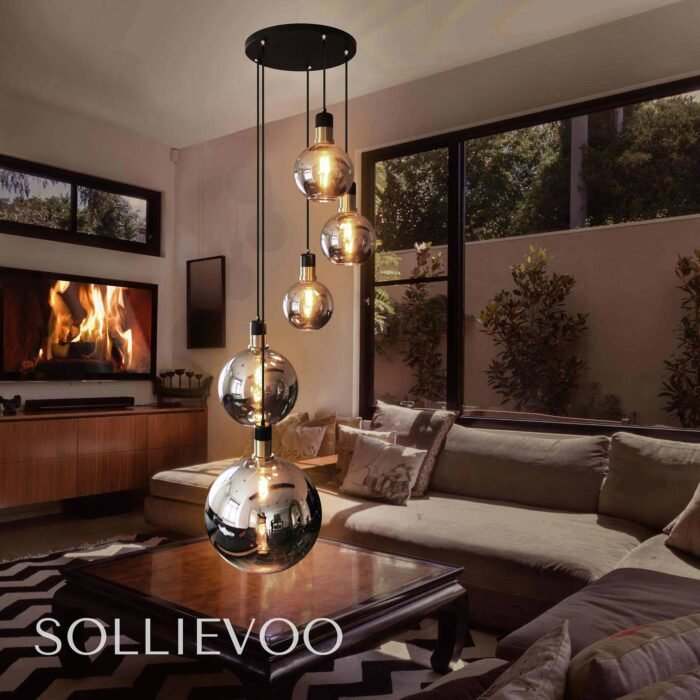 Hanglamp Goud Zwart Rookglas Shine