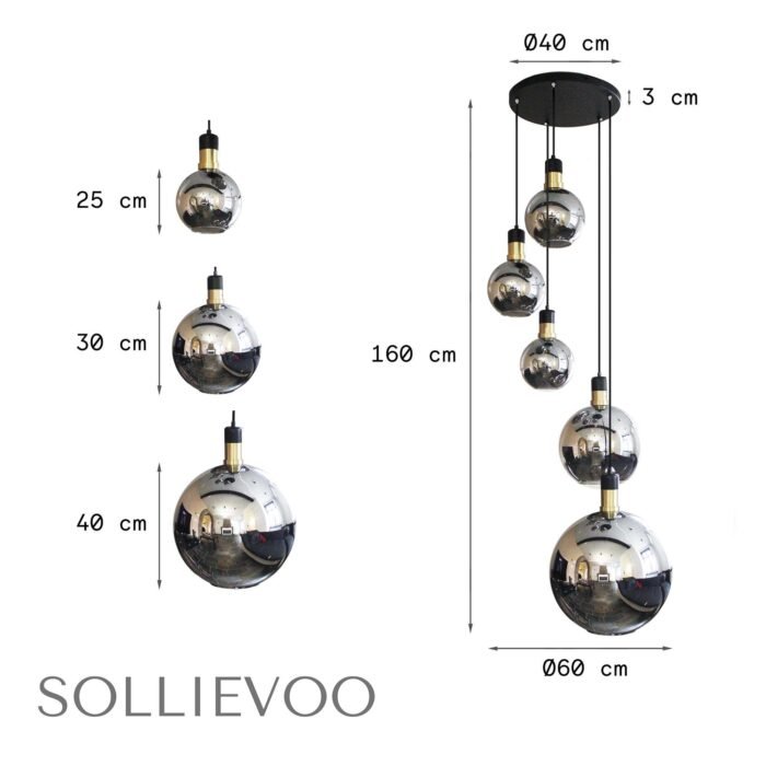 Hanglamp Goud Zwart Rookglas Shine - Afbeelding 7