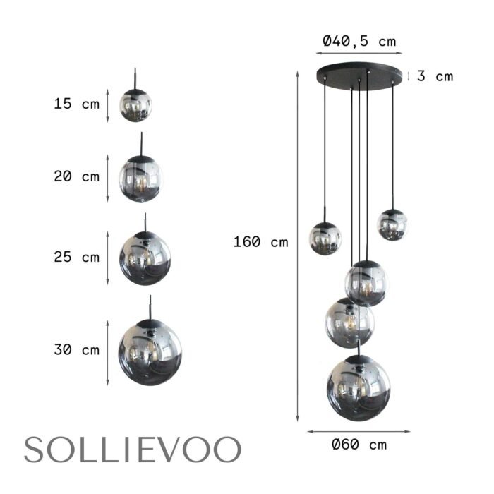 Hanglamp Zwart Rookglas Zino - Afbeelding 7