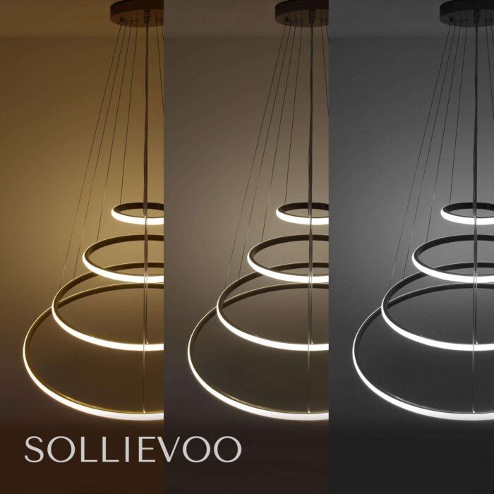 Hanglampen Industrieel 4 Verschillende Ringen Goud Alexa - Afbeelding 5