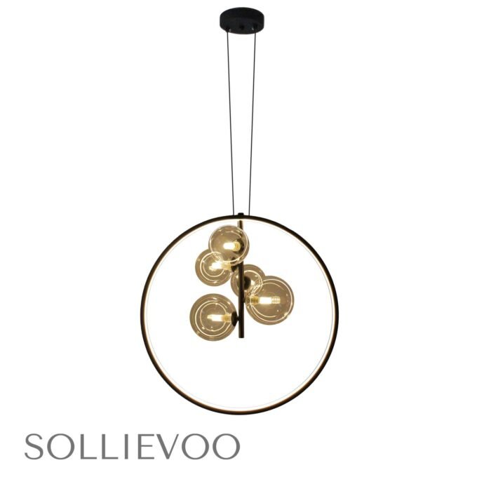 Hanglamp Zwart Glas 5 Glazen bollen 50cm Tigo - Afbeelding 6