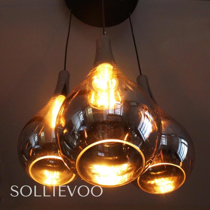 Hanglamp Zwart Smoke Glas Drup - Afbeelding 5