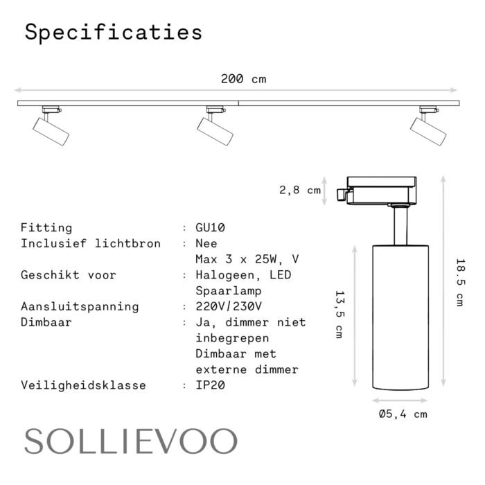 Rail verlichting Railsysteem Verlichting Zwart 3 Spots 2m - Afbeelding 10