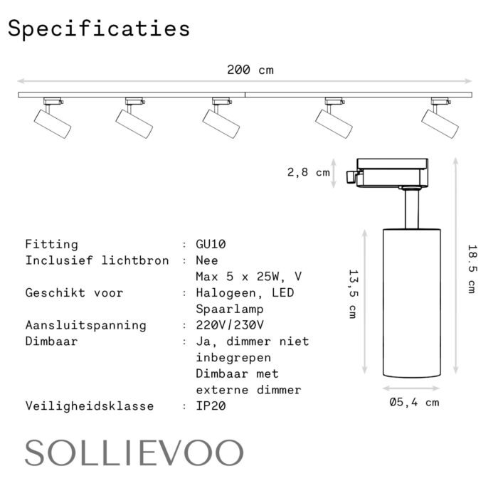 Rail verlichting Railsysteem Verlichting Zwart 5 Spots 2m - Afbeelding 10