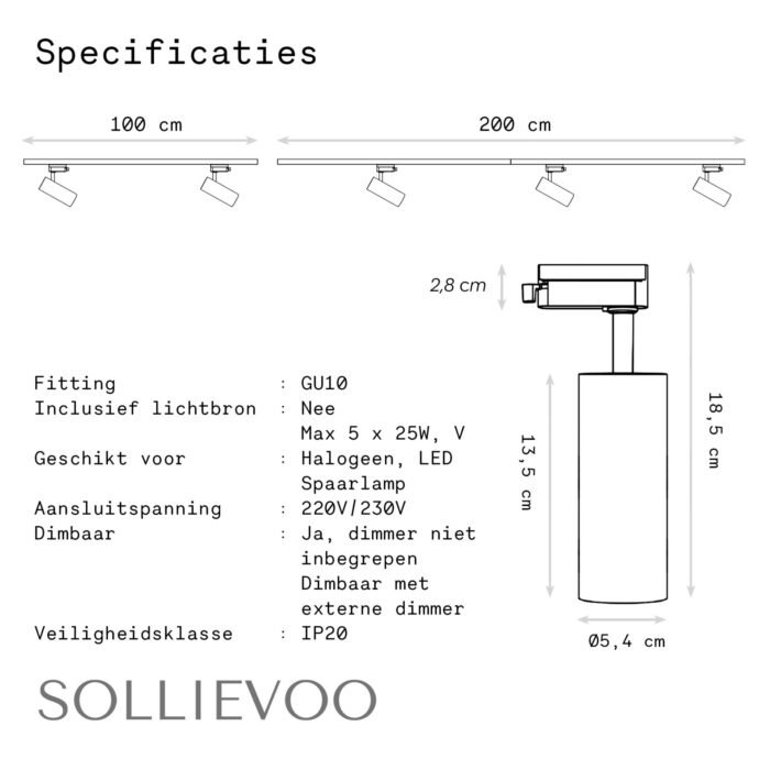 Railverlichting Zwart Railsysteem Verlichting 5 Spots 3m - Afbeelding 9