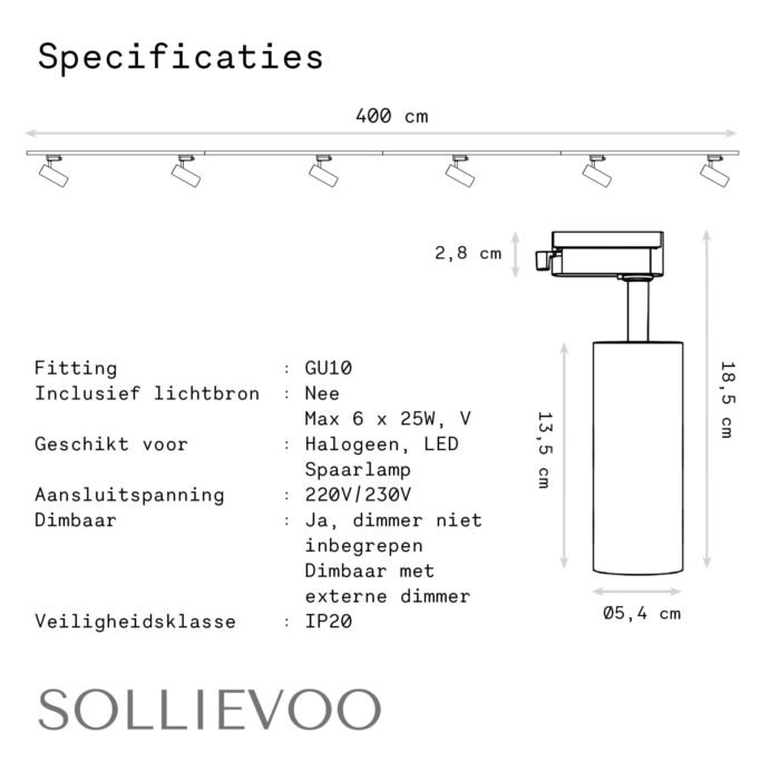 Railverlichting Zwart Railsysteem Verlichting 6 Spots 4m - Afbeelding 11